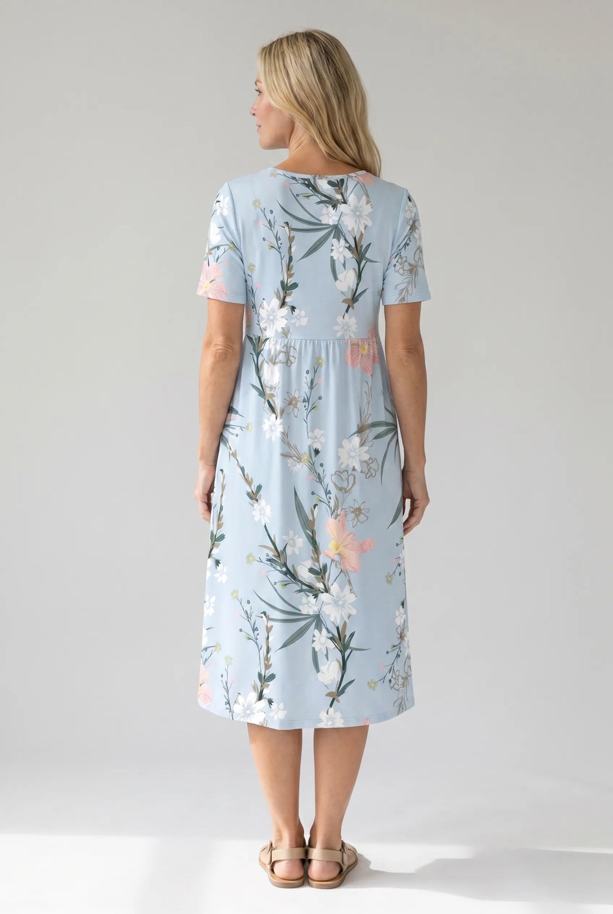 Louise A-lijnmidijurk voor dames met bloemenprint en korte mouwen