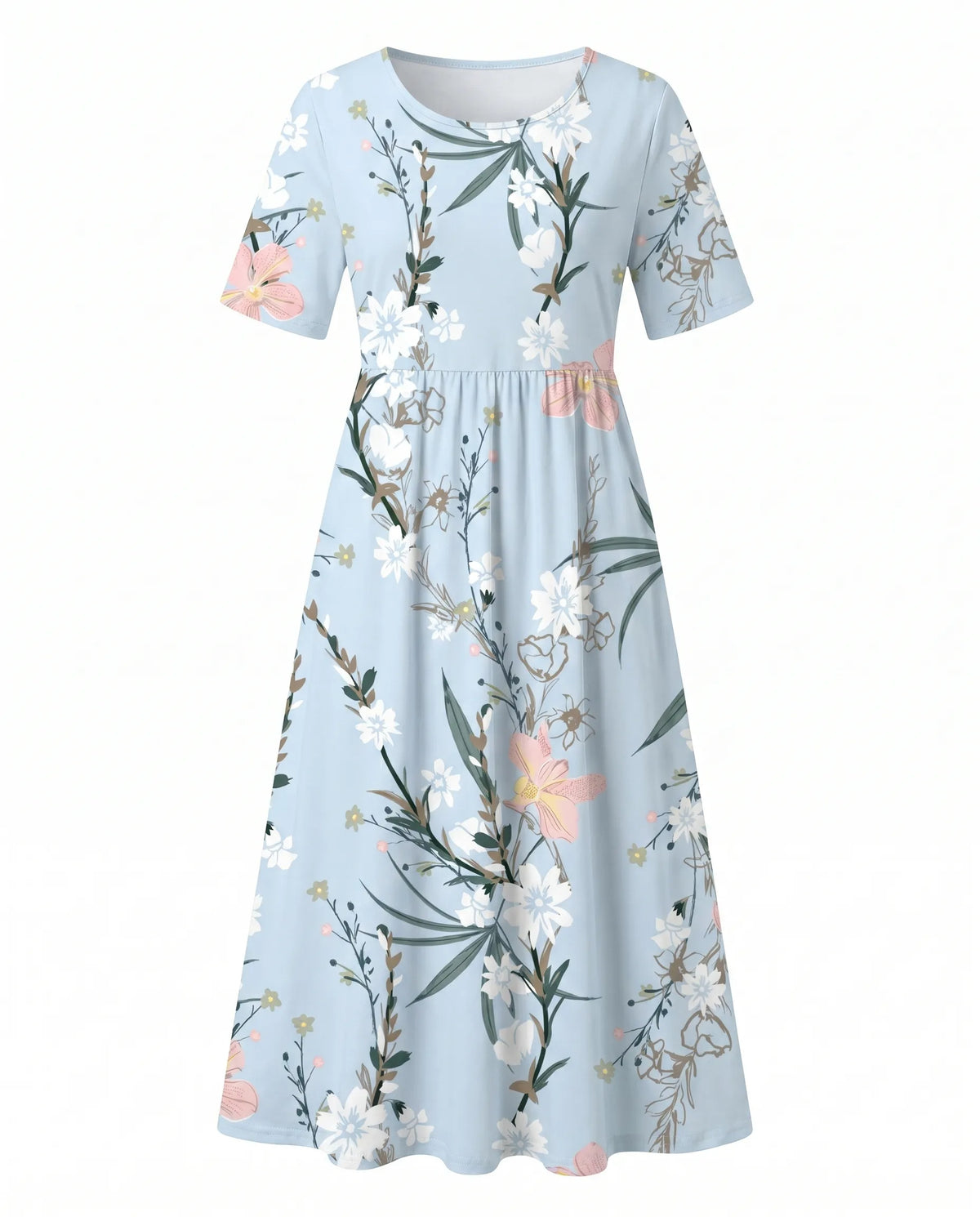 Louise A-lijnmidijurk voor dames met bloemenprint en korte mouwen