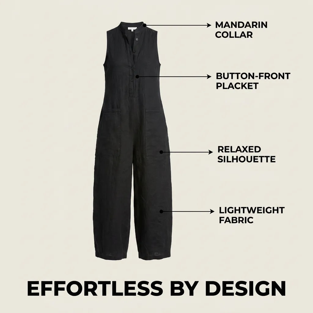 Lucy mouwloze damesjumpsuit met wijde pijpen