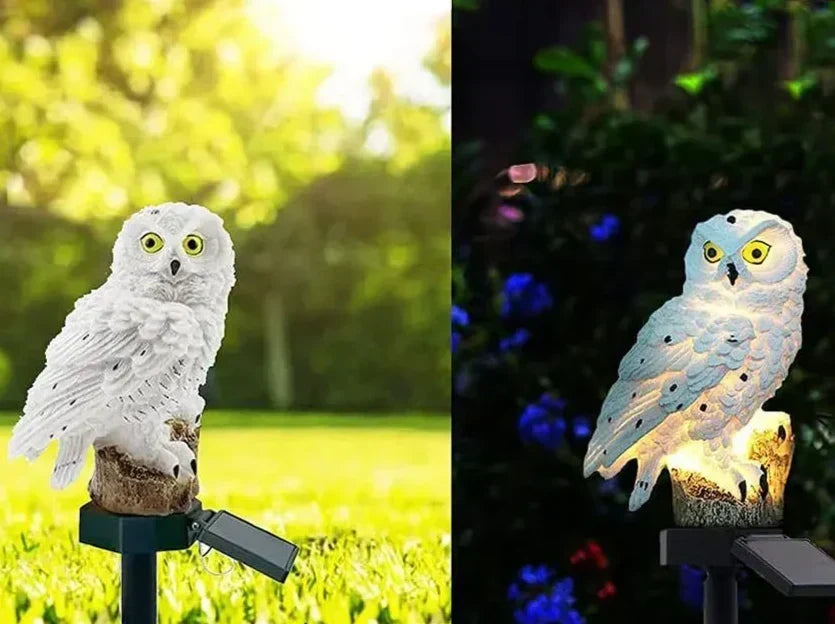 Uilen-tuinlamp op zonne-energie met warmwitte led, waterdicht IP65, 45 cm