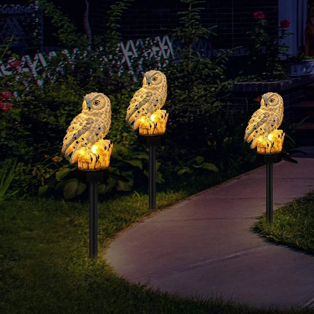 Uilen-tuinlamp op zonne-energie met warmwitte led, waterdicht IP65, 45 cm