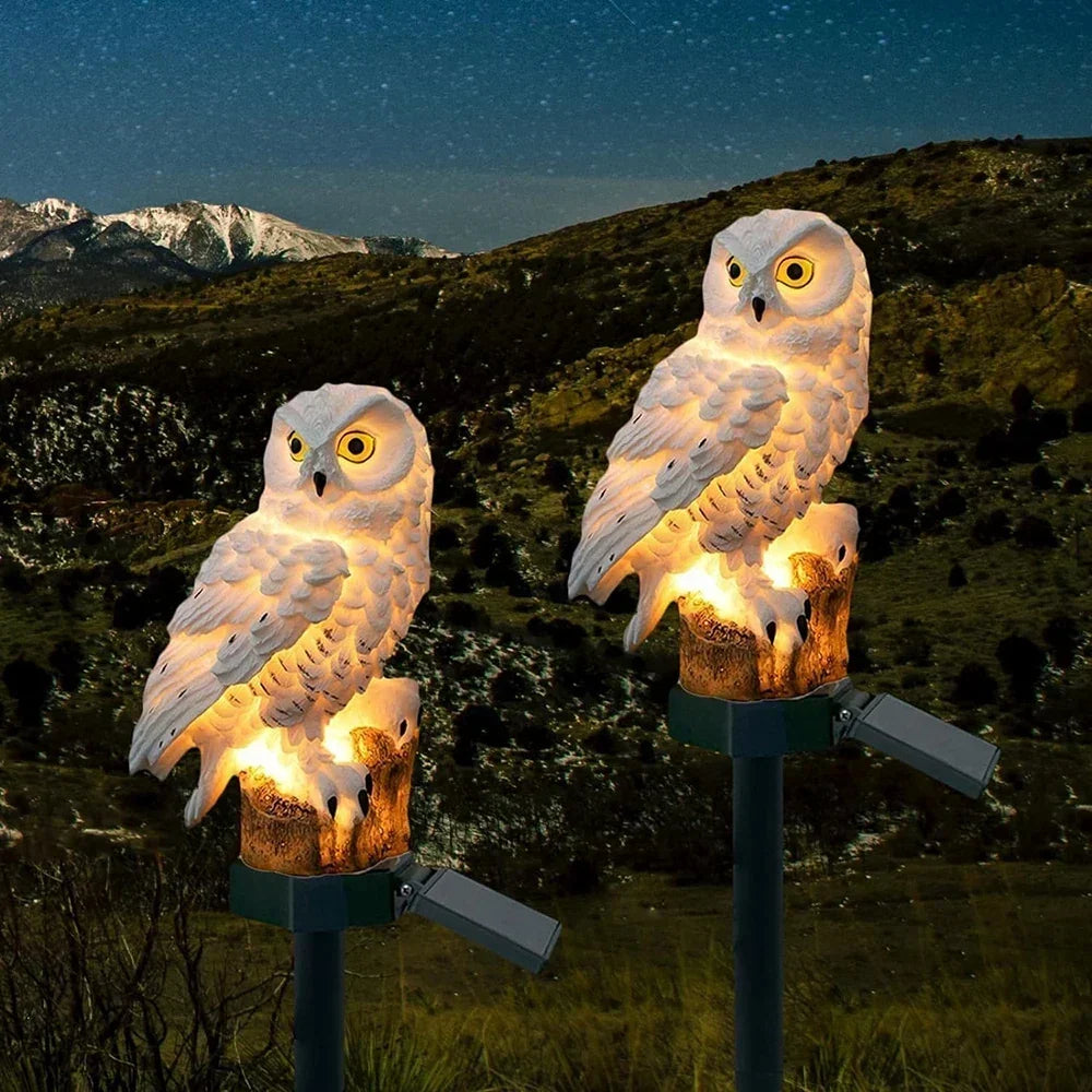 Uilen-tuinlamp op zonne-energie met warmwitte led, waterdicht IP65, 45 cm