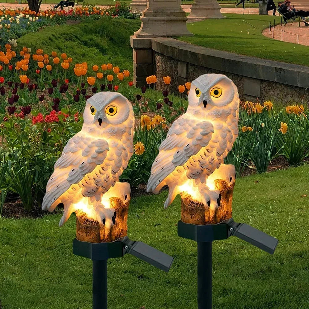 Uilen-tuinlamp op zonne-energie met warmwitte led, waterdicht IP65, 45 cm