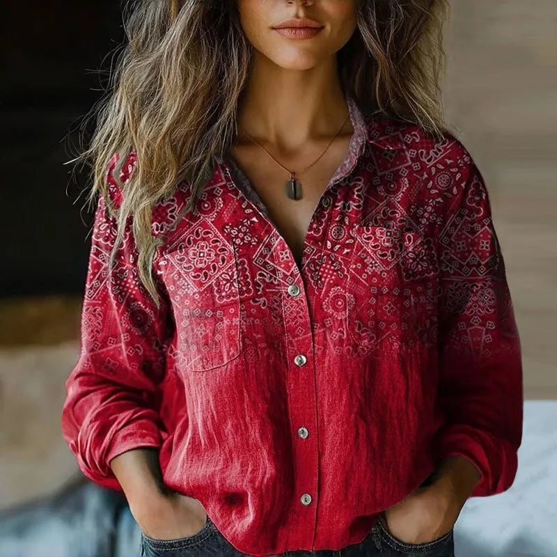 Mabel bohemian damesblouse met knoopsluiting