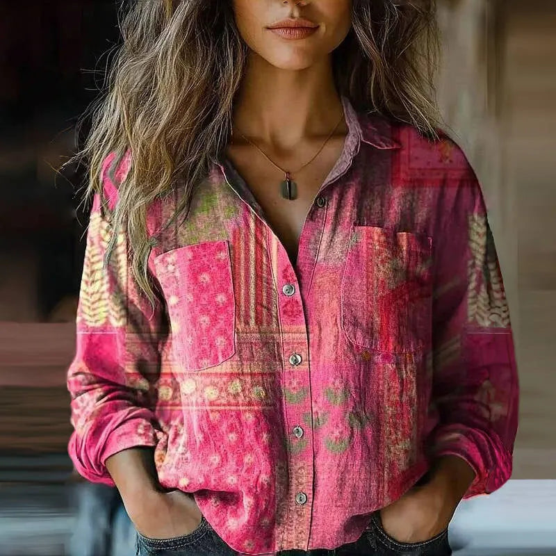 Mabel bohemian damesblouse met knoopsluiting