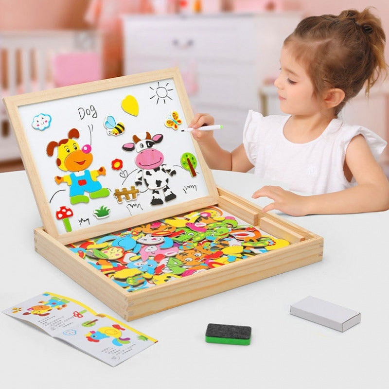 Magnetisch puzzelbord en tekenbord met dubbelzijdig tekenoppervlak voor draagbare tafel