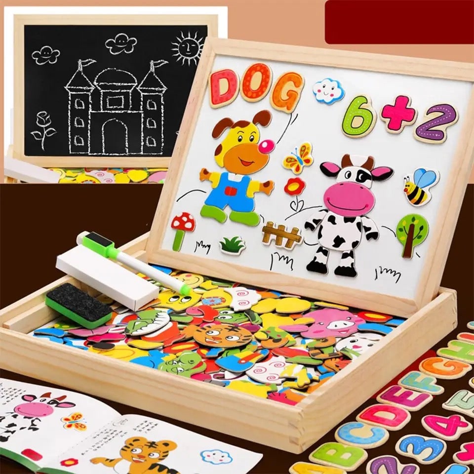 Magnetisch puzzelbord en tekenbord met dubbelzijdig tekenoppervlak voor draagbare tafel