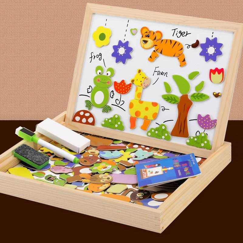 Magnetisch puzzelbord en tekenbord met dubbelzijdig tekenoppervlak voor draagbare tafel