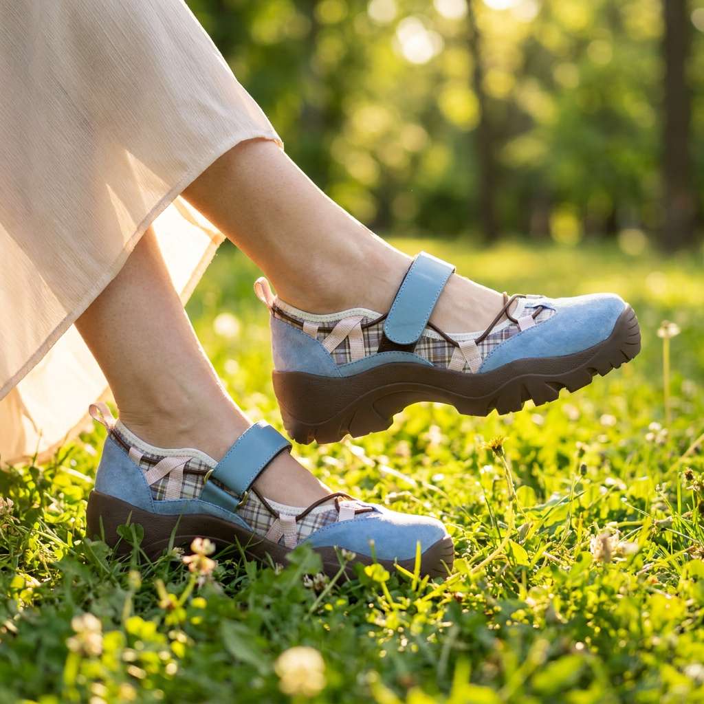 Comfortabele damesslippers met klittenbandbandje | Lichte instapschoenen
