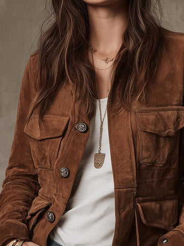 Marisol vintage suède utilityjasje voor dames