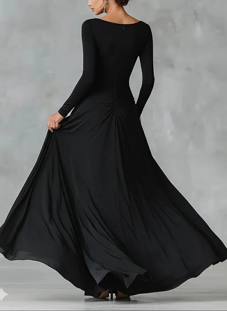 Maxi-winterjurk met geplisseerde taille en boothals voor dames