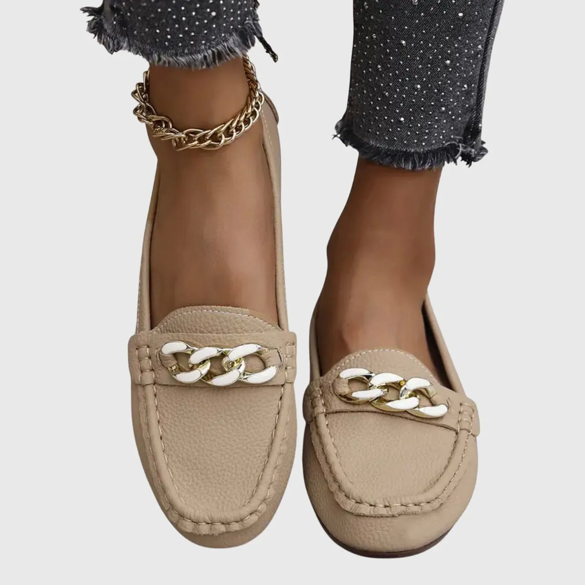 Melissa leren loafers met kettingdetail voor dames