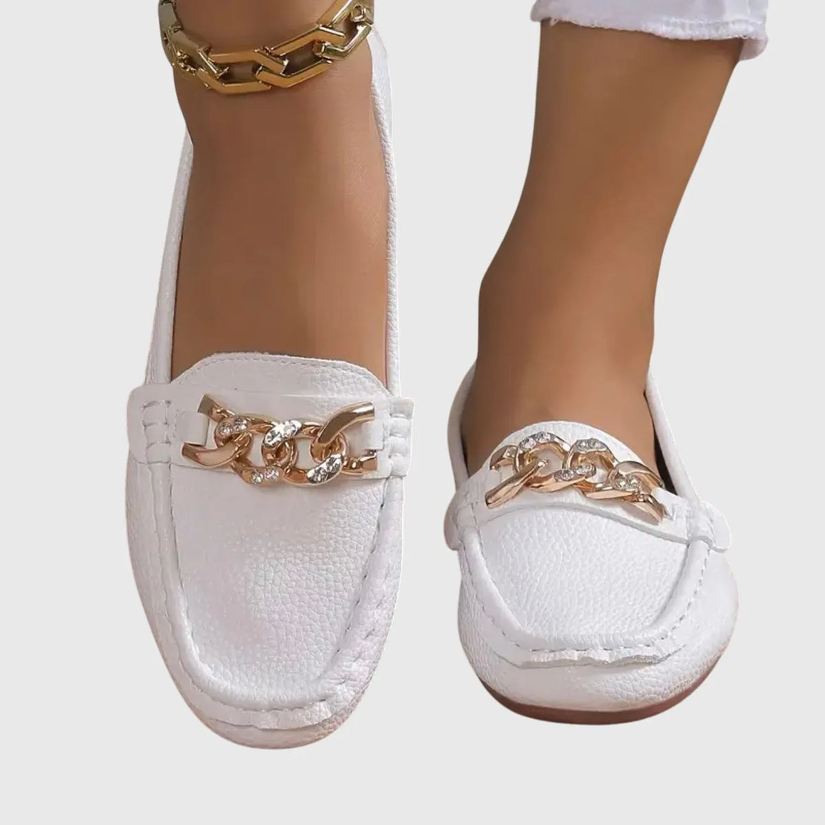 Melissa leren loafers met kettingdetail voor dames