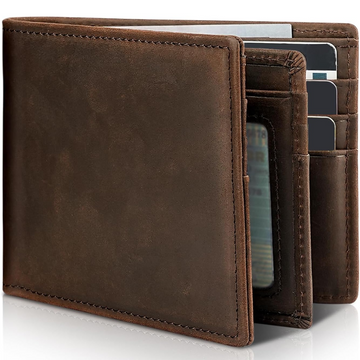 Bifold-portemonnee voor heren van echt leer met RFID-bescherming