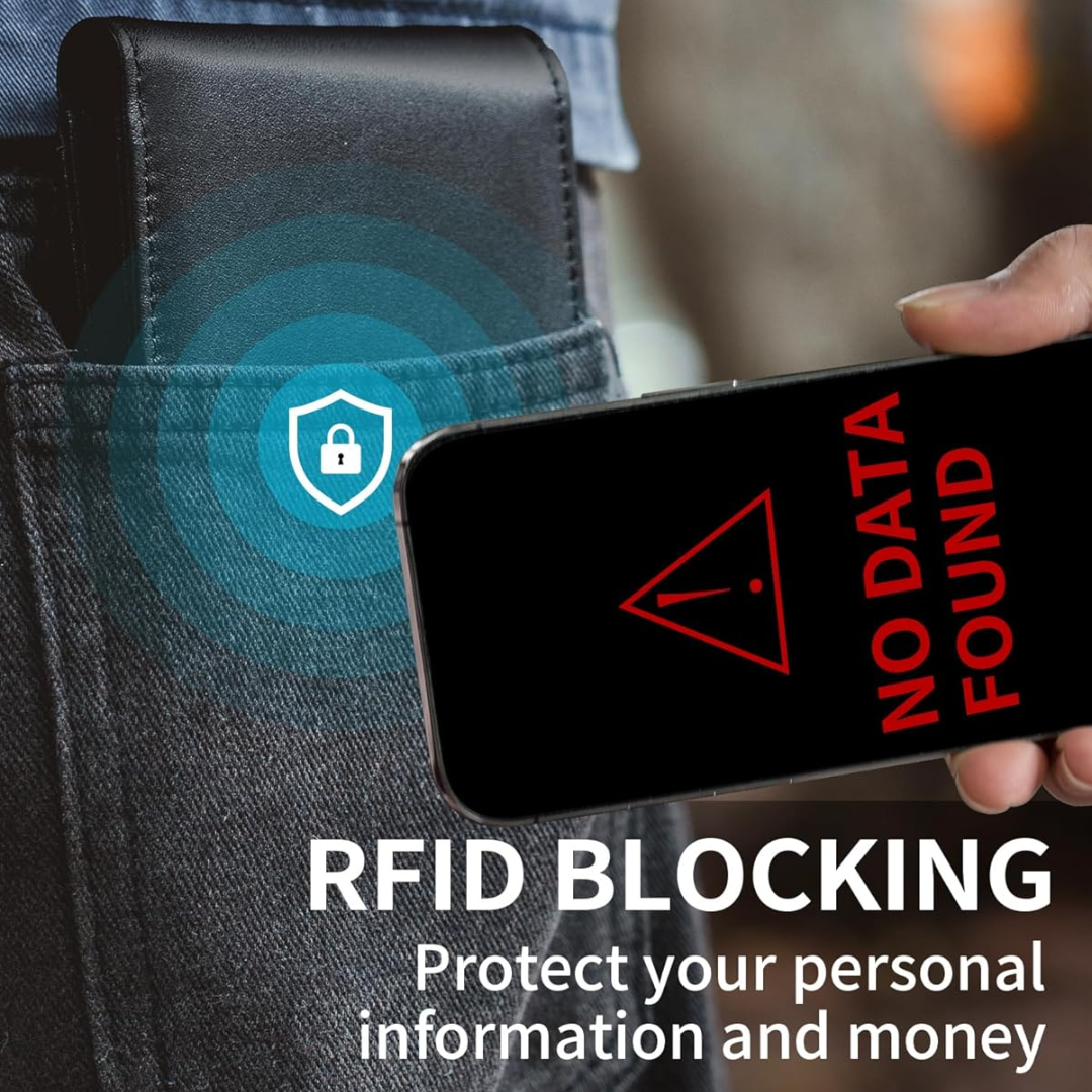 Bifold-portemonnee voor heren van echt leer met RFID-bescherming