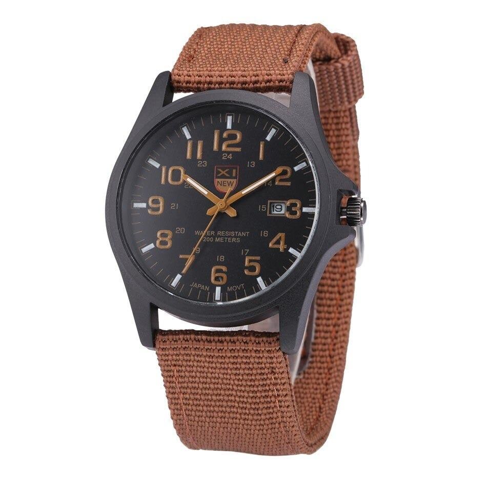 Veldhorloge voor heren, tactisch analoog met nylon band en militaire schaal voor outdooravonturen