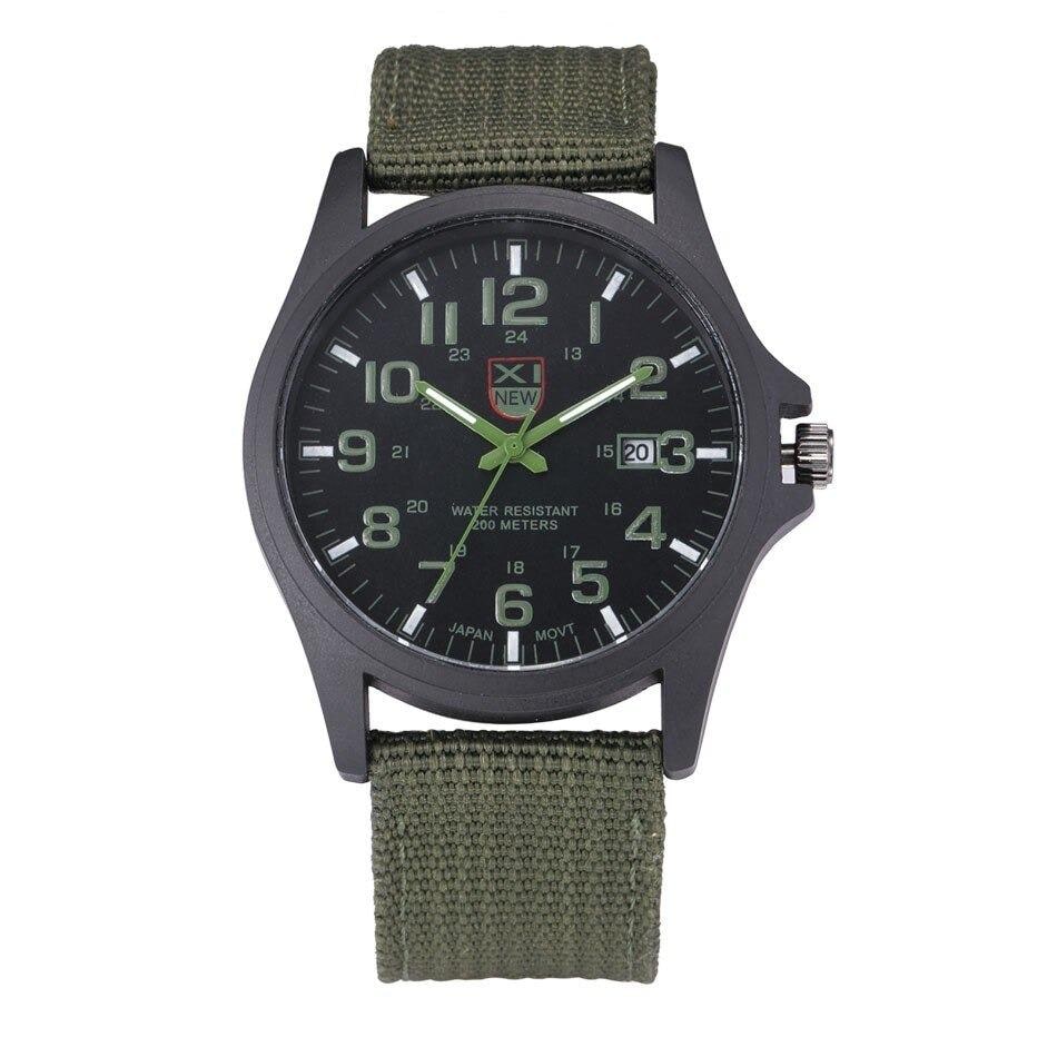 Veldhorloge voor heren, tactisch analoog met nylon band en militaire schaal voor outdooravonturen