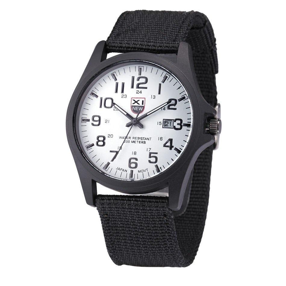 Veldhorloge voor heren, tactisch analoog met nylon band en militaire schaal voor outdooravonturen