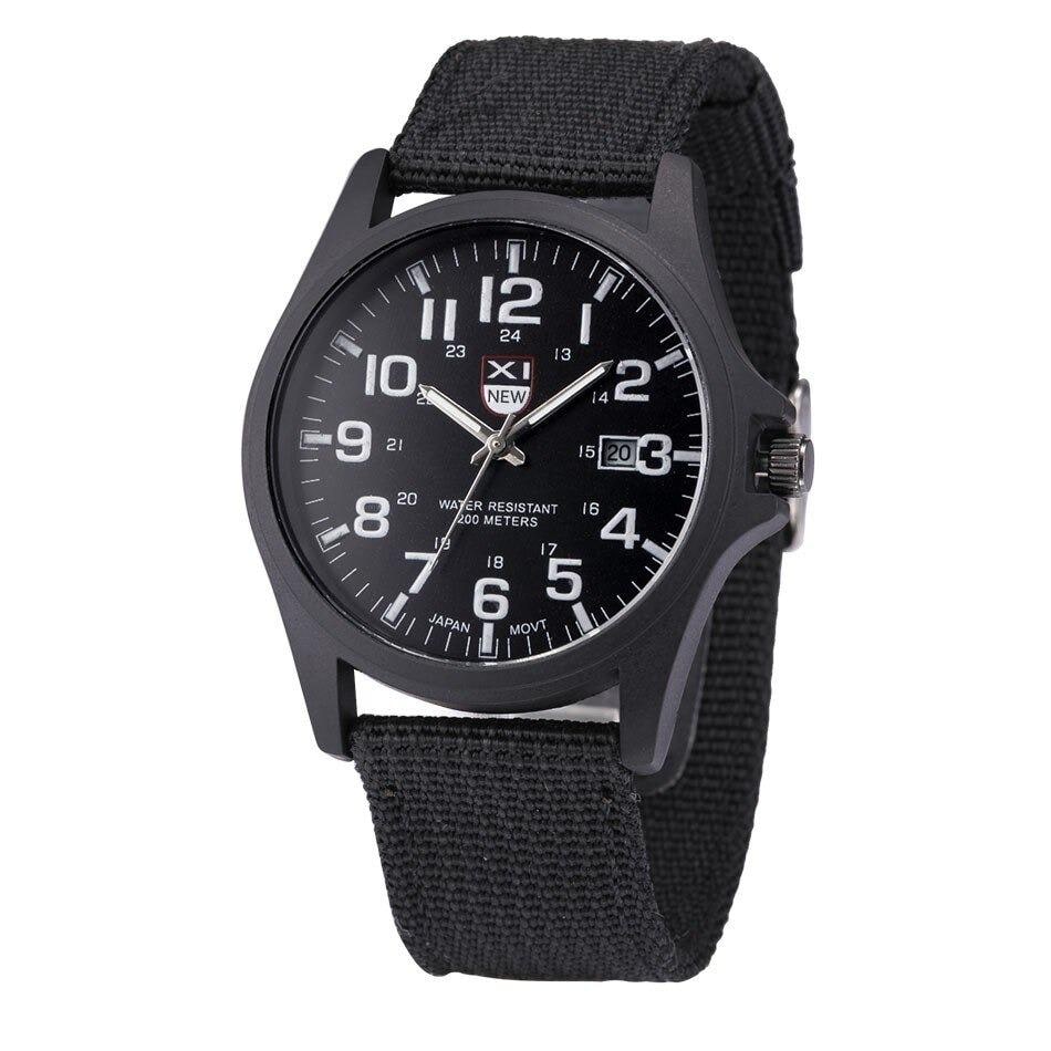 Veldhorloge voor heren, tactisch analoog met nylon band en militaire schaal voor outdooravonturen