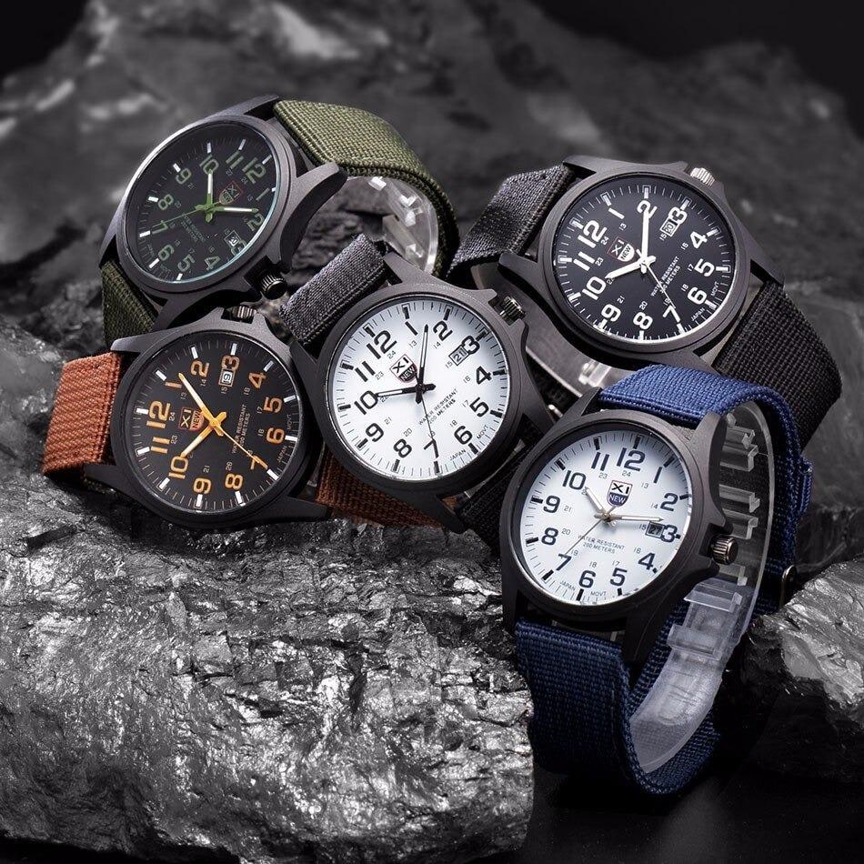 Veldhorloge voor heren, tactisch analoog met nylon band en militaire schaal voor outdooravonturen