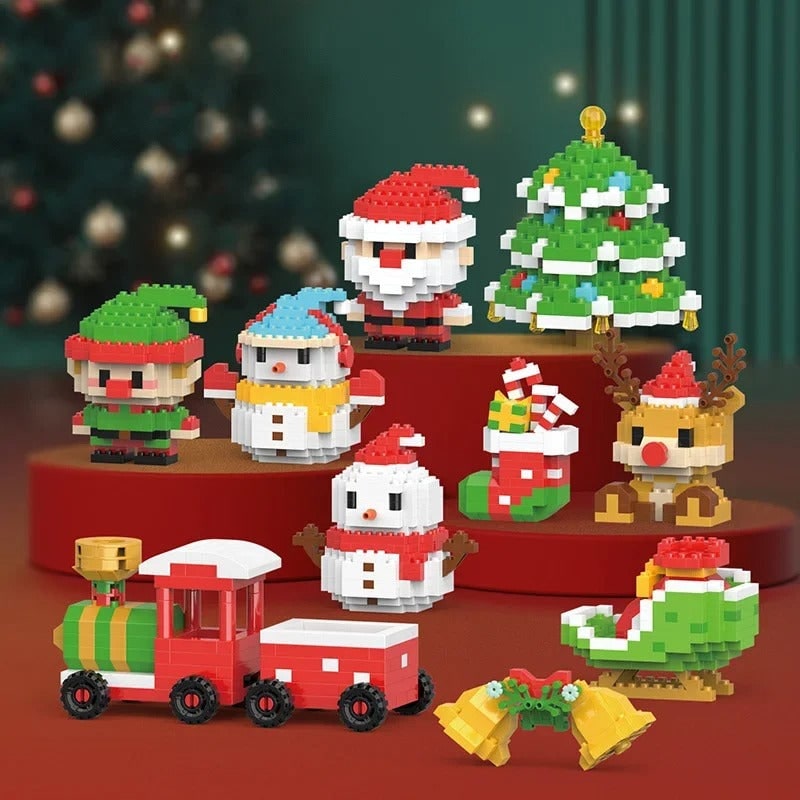 Micro bouwblokjes en minisets met feestelijke kerstfiguren