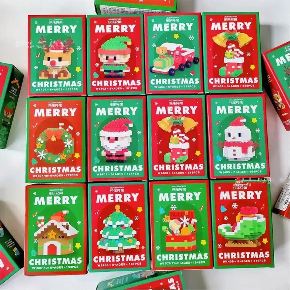 Micro bouwblokjes en minisets met feestelijke kerstfiguren
