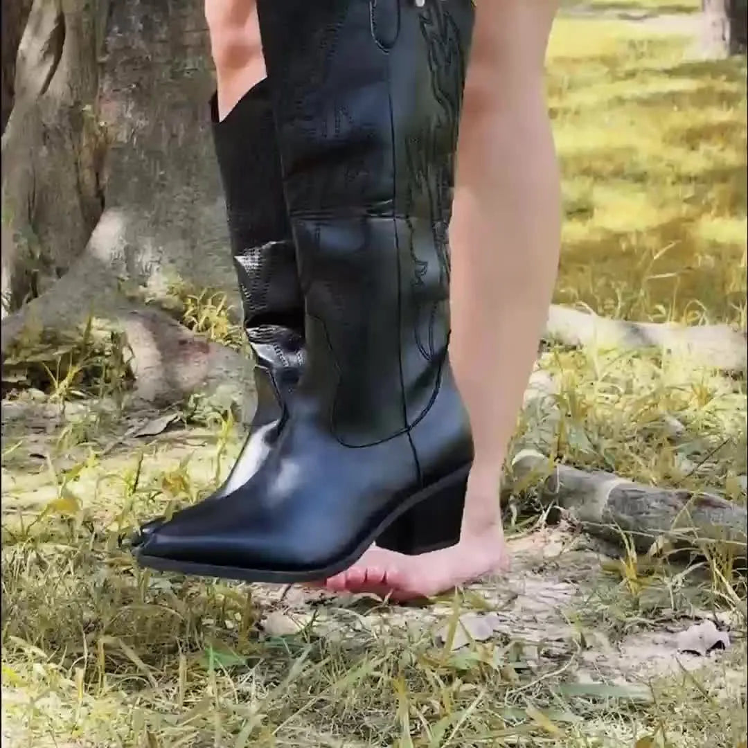 Minka dames kniehoge cowboylaarzen in westernstijl