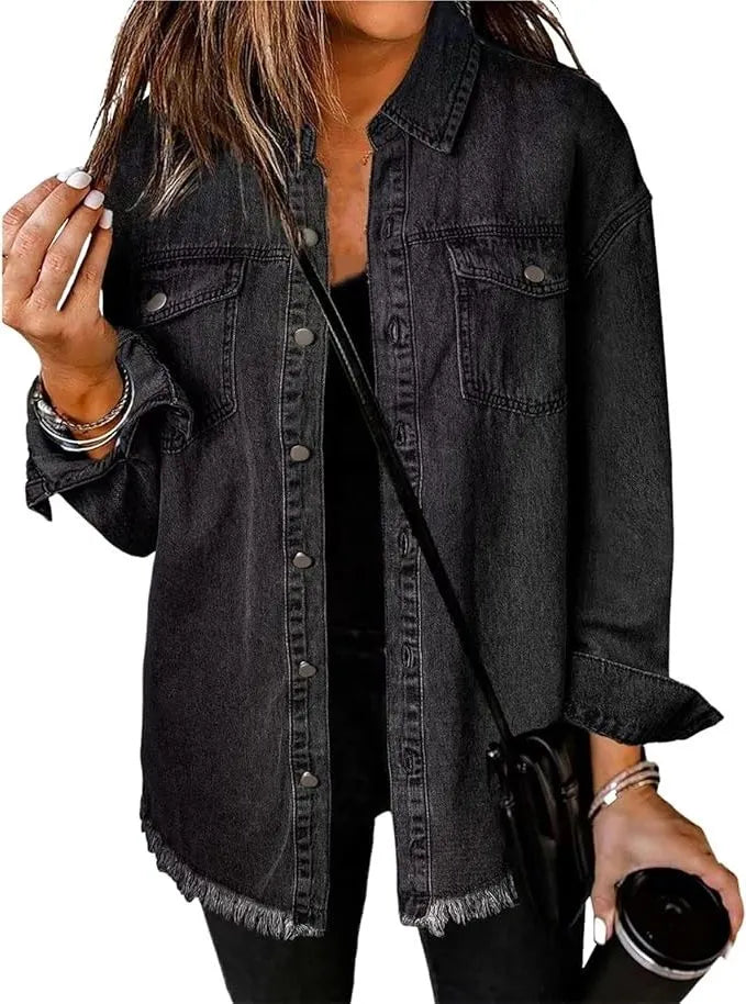 Natania oversized spijkerjas voor dames met knoopsluiting