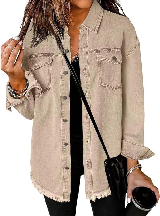 Natania oversized spijkerjas voor dames met knoopsluiting