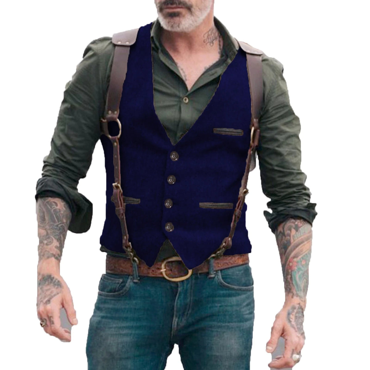 Heren Gilet in Herringbone Stijl