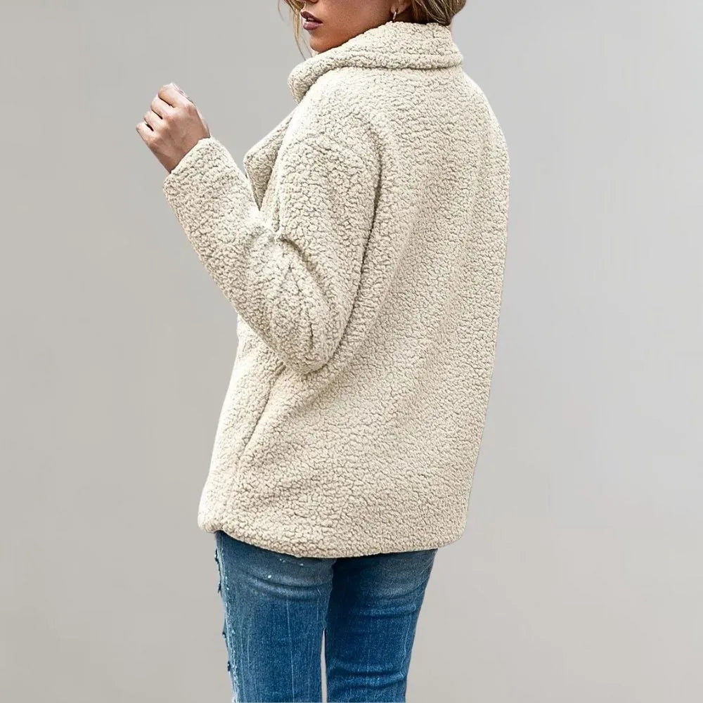 Noelia teddy damesblazer met dubbele knopenrij