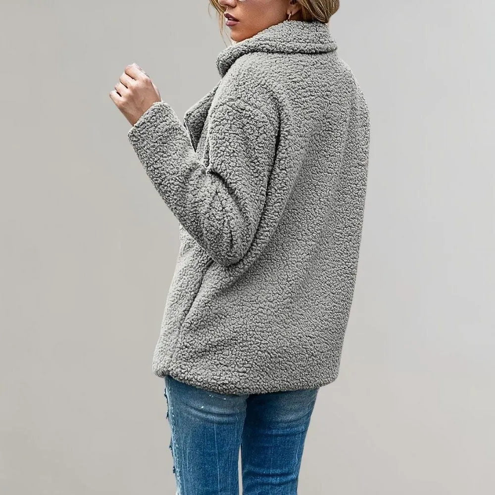 Noelia teddy damesblazer met dubbele knopenrij