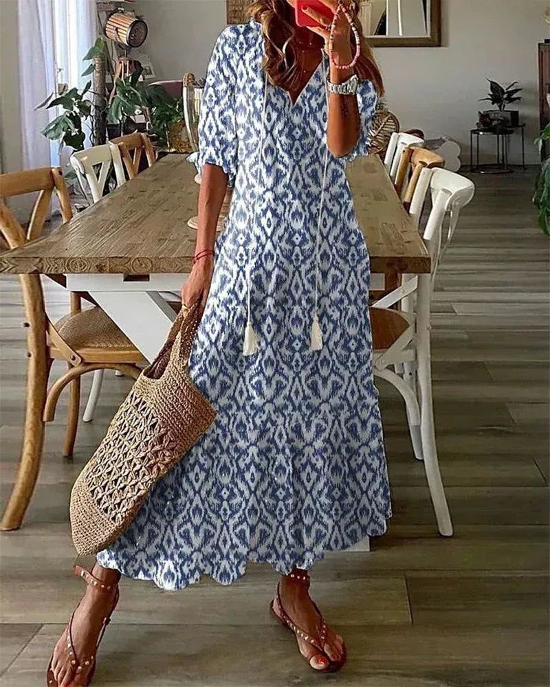 Noor boho midijurk met ikatprint voor dames
