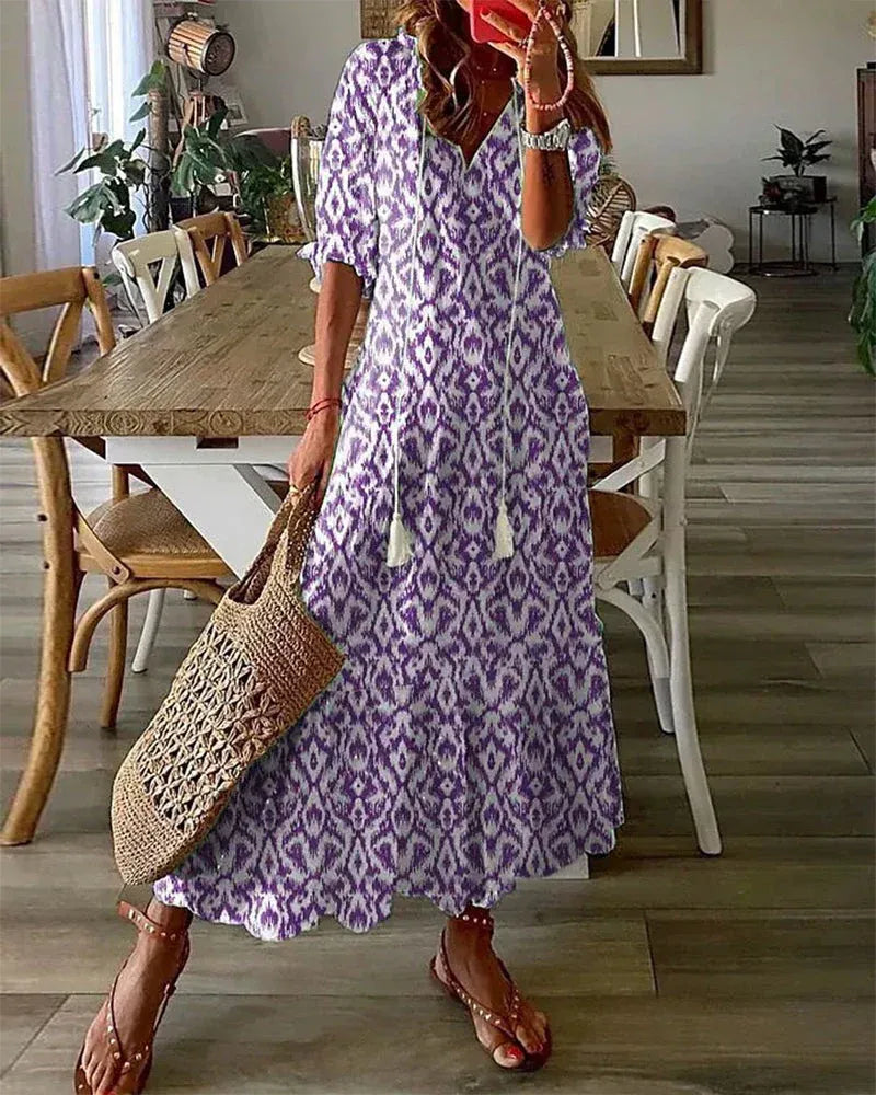 Noor boho midijurk met ikatprint voor dames