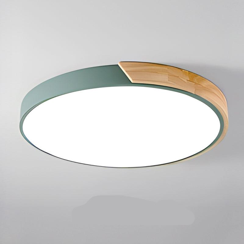 Scandinavische LED-plafondlamp in macaronvorm met houtaccent voor woonkamer of slaapkamer