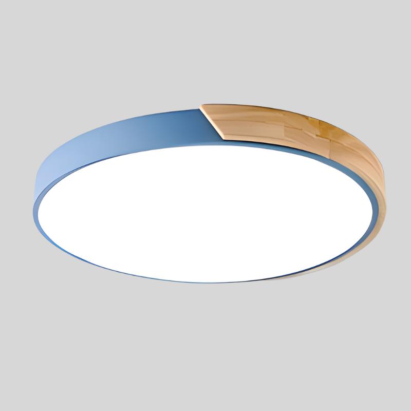 Scandinavische LED-plafondlamp in macaronvorm met houtaccent voor woonkamer of slaapkamer