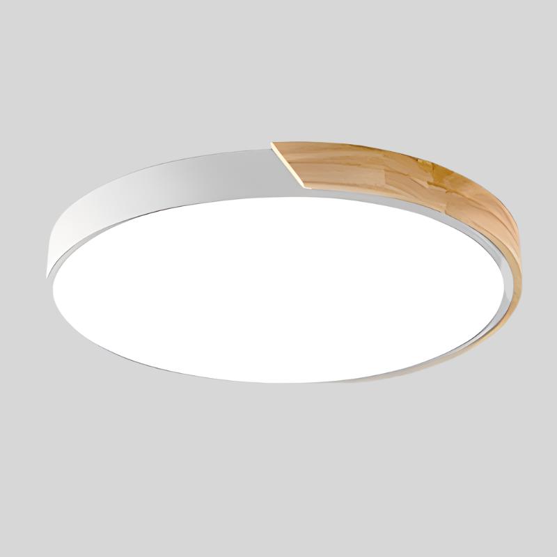 Scandinavische LED-plafondlamp in macaronvorm met houtaccent voor woonkamer of slaapkamer
