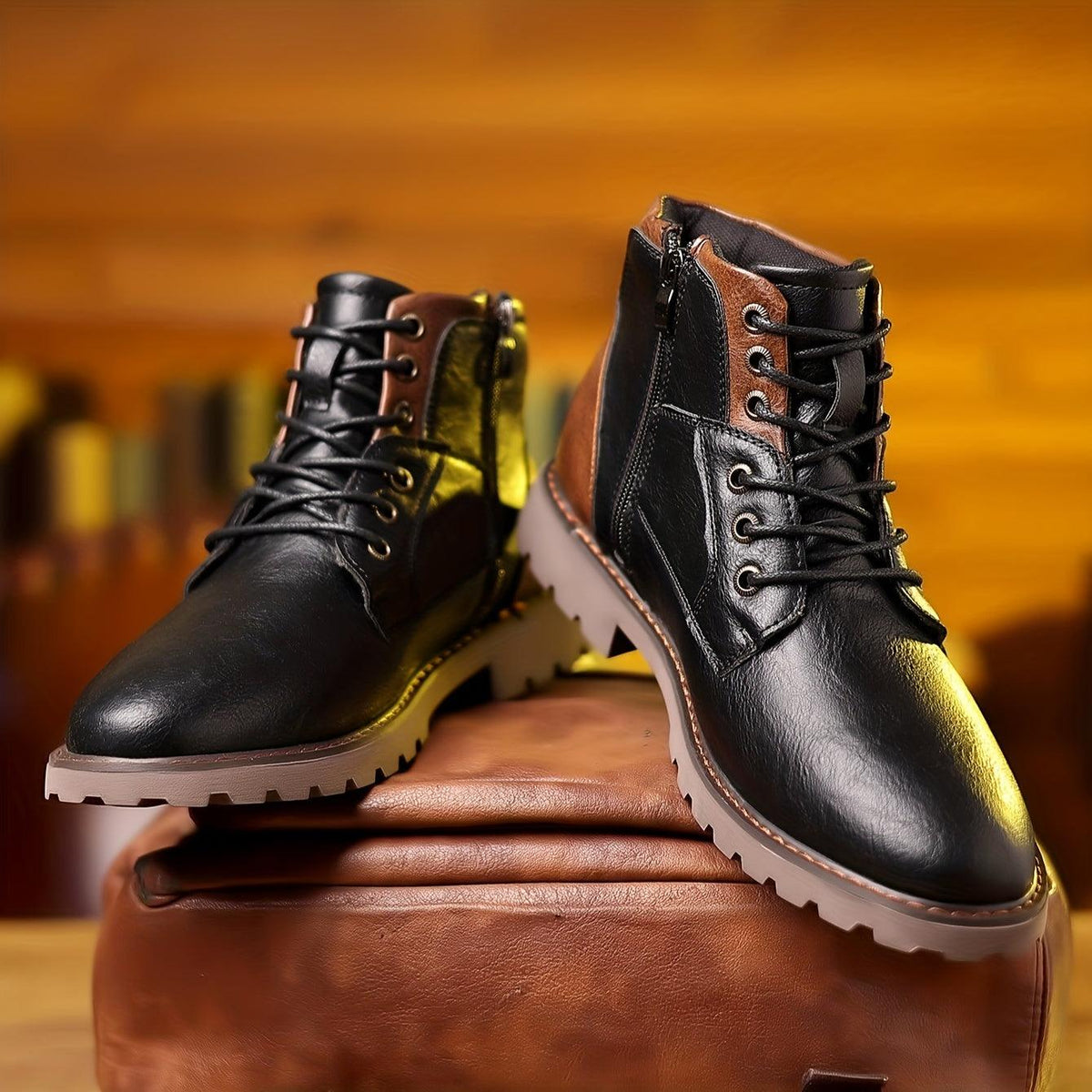 Leren Zipper Dress Boots voor Heren