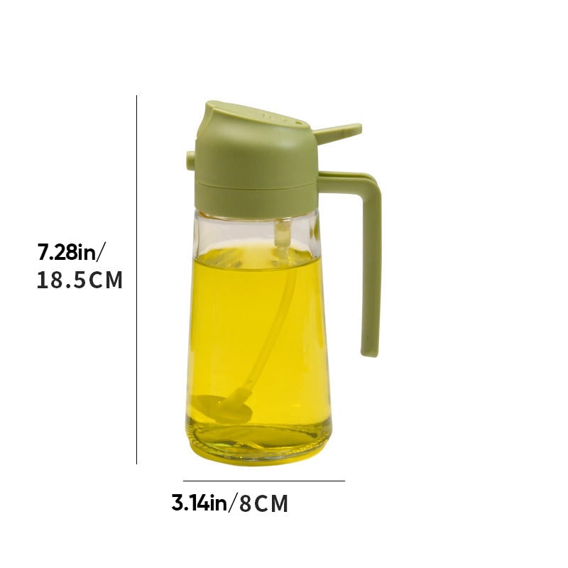 Olijfolie-sproeier met glazen fles en klapdop schenktuit voor olie en azijn