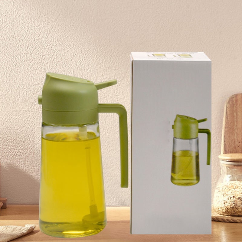 Olijfolie-sproeier met glazen fles en klapdop schenktuit voor olie en azijn
