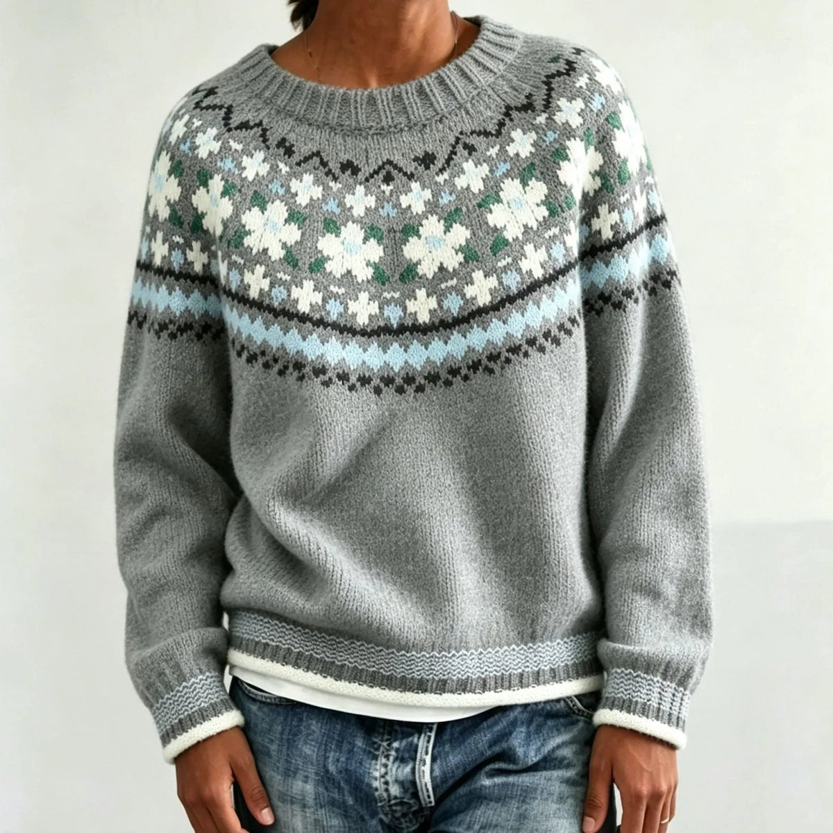 Olalla damestrui met ronde hals en Fair Isle-patroon