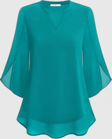 Olalla tuniekblouse voor dames met V-hals en uitlopende mouwen