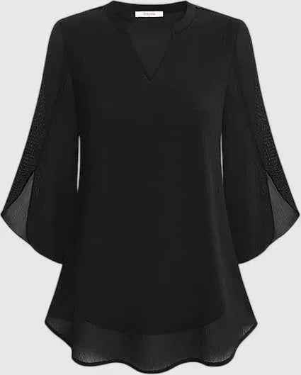 Olalla tuniekblouse voor dames met V-hals en uitlopende mouwen
