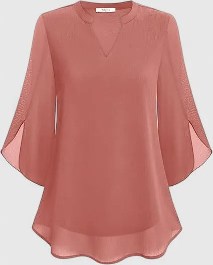 Olalla tuniekblouse voor dames met V-hals en uitlopende mouwen