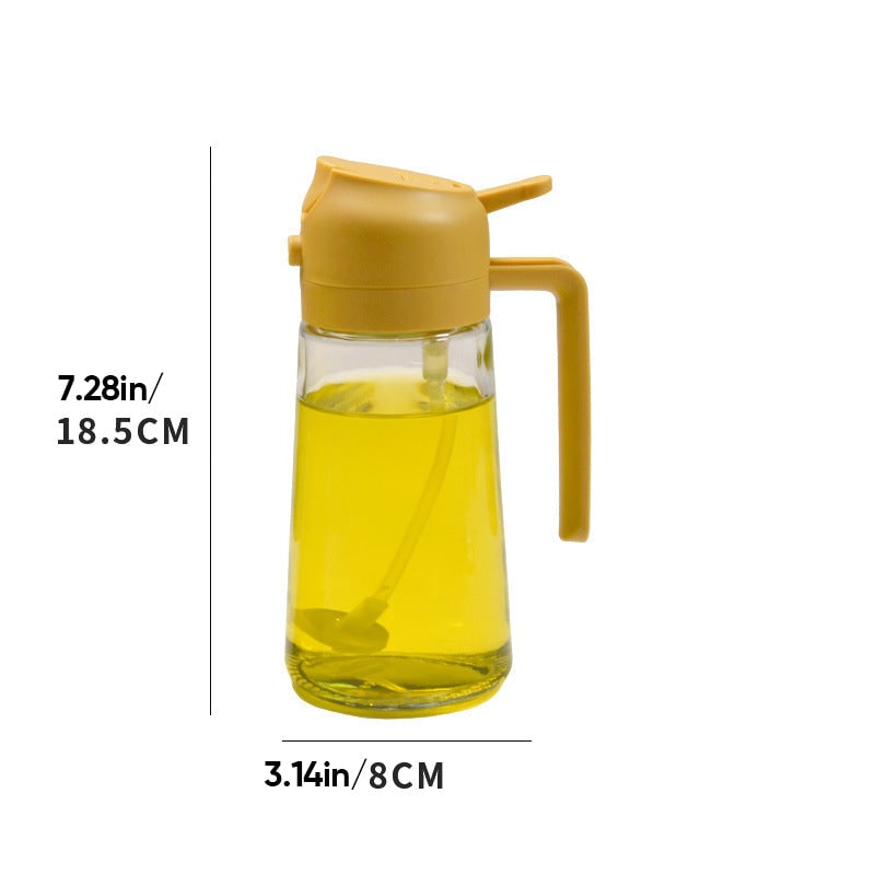 Olijfoliedispenser fles met glazen sproeier en tuit voor dubbele functie