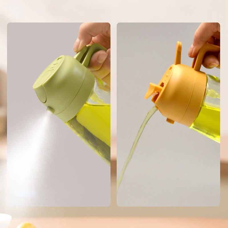 Olijfoliedispenser fles met glazen sproeier en tuit voor dubbele functie