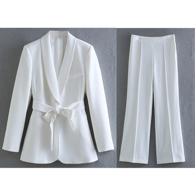 Blazer met riem en pantalon voor dames
