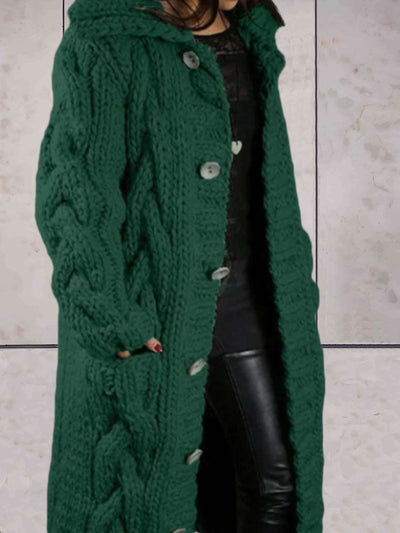 Oversized gebreide lange jas met capuchon voor dames