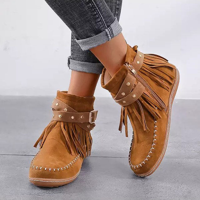 Comfortabele vintage Dames Schoenen Met Rits - Brunen