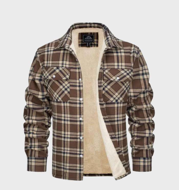 Flanellen Herenjack in vintage Stijl met fleece Voering - George